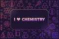 I Love Chemistry vector horizontal colorful outline frame