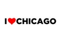 I Love Chicago typography with red heart. Love Chicago lettering
