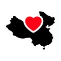 China map and heart symbol glyph icon Royalty Free Stock Photo