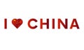 I love China sticker slogan vector design with heart and waving flag icon.