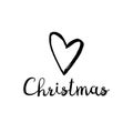 I Love Christmas. Christmas illustration. Black hand drawn heart Royalty Free Stock Photo