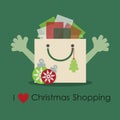 I love Christmas shopping, cute smiley gift bag with open hands
