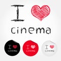 I love cinema illustration of heart and stickers