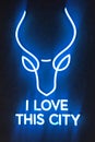 I love this city neon display sign Royalty Free Stock Photo