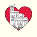 I love City of San Marino. Red heart and famous buildings