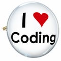 I Love Coding Words Button Pin Developer Programmer