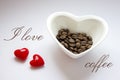 I love coffee - hearts, grains, bowl