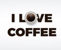I love coffee quote with a coffee mug. Vector illustration posteI love coffee quote with a coffee mug. Vector illustration poster Royalty Free Stock Photo
