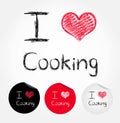 I love cooking illustration of heart and stickers