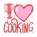 I Love Cooking typography phrase. Vector lettering illustration. Cook kitchen quote