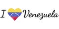 I love country Venezuela, text heart Doodle, vector calligraphic text, I love Venezuela flag heart patriot VE