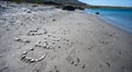 I love Crete written on sandy beach in Crete, Greece Royalty Free Stock Photo