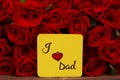 I love dad text with Red roses in a bunch as a background. Royalty Free Stock Photo