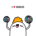 I love disco hand drawn vector illustration in cartoon comic style pop music party Royalty Free Stock Photo