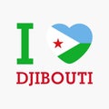 I Love Djibouti with heart flag shape Vector