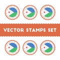 I Love Djibouti vector stamps set.