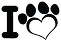 I Love Dog With Black Heart Paw Print Logo Design. Royalty Free Stock Photo