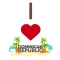 I love Dominican Republic. Travel. Palm, summer, lounge chair. Vector flat illustration.