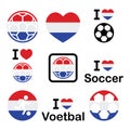 I love Dutch football, soccer icons set