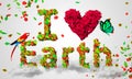 I love Earth leaves particles 3D Royalty Free Stock Photo