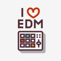 I Love EDM Electronic Dance Music . Minimalistic Line Art Vector