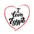 I love Egypt typography in a heart. Modern lettering text for postcard, banner, website. Print design for souvenir, magnet