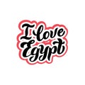 I love Egypt typography logo. Modern lettering text for postcard, banner, website. Print design for souvenir, magnet, t-shirt. Royalty Free Stock Photo