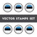 I Love Estonia vector stamps set.