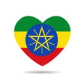 I love Ethiopia. Ethiopia flag vector heart vector illustration isolated on white background