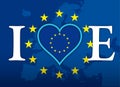 I love Europe, flag, heart and map, illustration with euro symbol Royalty Free Stock Photo