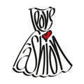 I love fashion statement in dress silhouette, I love fashion, fashion typography, fashion calligraphy, dress typography.