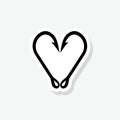 I love fishing. Heart of two hooks sticker icon sign for mobile concept and web design