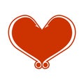 I love fishing. Red heart icon isolated on white background. Concept of hobby, pastime. Heart of two hooks. Vector