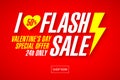 I Love Flash Sale Valentine`s Day banner
