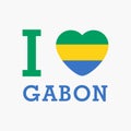 I Love Gabon with heart flag shape Vector