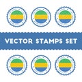 I Love Gabon vector stamps set.