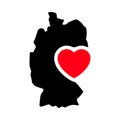 Germany map and heart symbol glyph icon