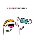 I love getting mail hand drawn vector illustration in cartoon doodle style man happy Royalty Free Stock Photo