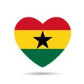 I love Ghana, Ghana flag heart vector illustration isolated on white background