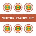 I Love Grenada vector stamps set.