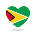 I love Guyana.Guyana flag heart vector illustration isolated on white background
