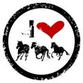 I LOVE HORSES rubber stamp Royalty Free Stock Photo