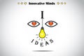 I love ideas face with bright light yellow lightbulb art concept