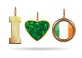 I love Ireland. Patriotic jewelry. Emerald Heart in a gold frame