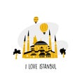 Vector cartoon illustration of turkish mosque