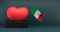I love Italy, Flag Italy with heart, copy space, 3D work and 3D image Royalty Free Stock Photo