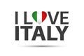 I love Italy symbol, Italian inscription with hearts with flag of Italy, simple vector illustration Royalty Free Stock Photo