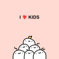 I love kids hand drawn vector illustration in doodle cartoon style groupe of people together