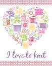 I love knitting heart Royalty Free Stock Photo