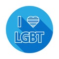 I love LGBT people icon with long shadow. Element of LGBT illustration